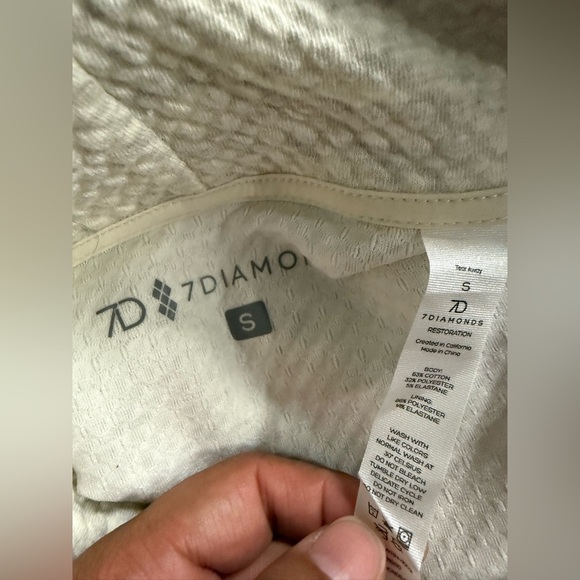 7 DIAMONDS Size S Restoration Half-Zip Hoodie in Natural NEW! - Picture 10 of 10